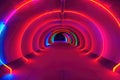 Futuristic Neon Laser Rings of Ultraviolet Fluorescent Light Tunnel - Abstract Background Texture, generative ai Royalty Free Stock Photo