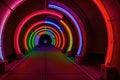 Futuristic Neon Laser Rings of Ultraviolet Fluorescent Light Tunnel - Abstract Background Texture, generative ai Royalty Free Stock Photo