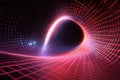 Futuristic Neon Light Tunnel with Vibrant Grid Patterns