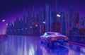 Futuristic Neon Night City Background