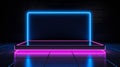 Futuristic neon podium display, perfect for product showcasing in tech, events, retail