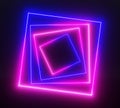 Futuristic neon portal, square light frame tunnel, cyber space gate perspective 3d render. Virtual reality, glow led