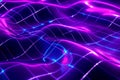 A futuristic neon purple and blue abstract background with sleek high-tech patterns and glowing