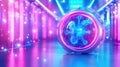 Futuristic neon-sci-fi orb in a vibrant corridor Royalty Free Stock Photo
