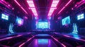 Futuristic Neon Sci-Fi Tunnel Entrance AIG41