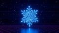 Futuristic Neon Snowflake Circuit Board Icon - Digital Winter Tech and Data Concept Royalty Free Stock Photo