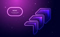Futuristic neon speed arrow up. Boost and fast growth cyberpunk icon