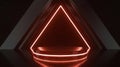 Futuristic neon triangle stage with red glow and reflective floor Royalty Free Stock Photo
