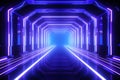 Futuristic Neon Tunnel with Blue and Pink Laser Glow Geometric Royalty Free Stock Photo