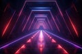 Futuristic Neon Tunnel with Blue and Pink Laser Glow Royalty Free Stock Photo