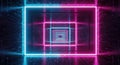 Futuristic Neon Tunnel with Geometric Lights Royalty Free Stock Photo