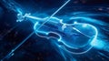 Futuristic Neon Violin with Digital Elements Royalty Free Stock Photo