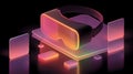 Futuristic Neon VR Headset with Digital Interface for Tech Design and Innovation Generative AI Royalty Free Stock Photo