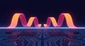 Futuristic neon waveform on a glowing blue circuit board digital illustration Royalty Free Stock Photo