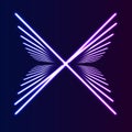 Futuristic Neon wing. blue neon glowing background