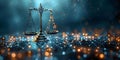 Futuristic Network Background with Digital Scales of Justice Representing Fairness and Equality in Royalty Free Stock Photo