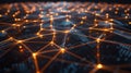 Futuristic Network Connection: Data Grid, Artificial Intelligence, Abstract Technology Background Royalty Free Stock Photo