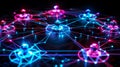 Futuristic Network Connection With Glowing Node Points And Lines, Abstract Technology Concept Royalty Free Stock Photo