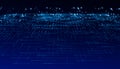 Futuristic network design featuring dotted grid patterns. Wide-angle blue perspective landscape with interconnected