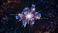 Futuristic Network Explosion Blue Data Burst Royalty Free Stock Photo