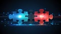 Futuristic Network of Interconnected Jigsaw Pieces Representing Digital Integration and Technology Royalty Free Stock Photo