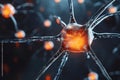 Futuristic Network of Interconnected Neural Axons With Energy Flow, Concept of Thinking.
