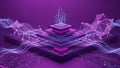 Futuristic Network Pyramid in Purple Hologram Royalty Free Stock Photo