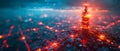 Futuristic Network Tower Pulse Over Digital Cityscape. Concept Futuristic Technology, Network Royalty Free Stock Photo