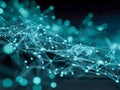Futuristic network visualization with interconnected glowing nodes and lines representing digital connections and data flow in Royalty Free Stock Photo