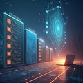 Futuristic Networking Infrastructure: Visualizing Connections Through Nodes and Technology, Depicting Data Flow and Computer Royalty Free Stock Photo