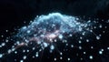 Futuristic Neural Network Cloud with Glowing Nodes and Digital Connections Royalty Free Stock Photo