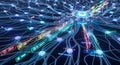 Futuristic Neural Network with Glowing Blue Core on Dark Background Sci-Fi Style Technology Concept with Intricate Data Royalty Free Stock Photo