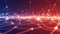 Futuristic neural network glowing with interconnected nodes and digital data flow in vibrant cyber space Royalty Free Stock Photo