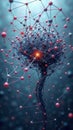 Futuristic neural network tree with glowing central node