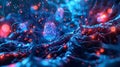 Futuristic Neural Network Visualization in Vibrant Blue and Red Hues