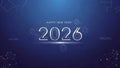 Modern 2026 new year design with fireworks and network connections on dark blue background Royalty Free Stock Photo