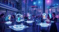 Futuristic New Year Party with Hovering Tables and Levitating Drinks Royalty Free Stock Photo