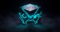 Futuristic NFT cube glowing with vibrant teal circuits Royalty Free Stock Photo