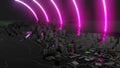 Futuristic night city. Cyberpunk style 3D illustration Royalty Free Stock Photo