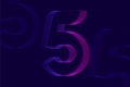 Futuristic numeric glitch efffect with line pattern number 5 five
