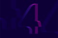 Futuristic numeric glitch efffect with line pattern number 4 four.