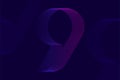 Futuristic numeric glitch efffect with line pattern number 9 nine.
