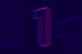 Futuristic numeric glitch efffect with line pattern number 1 one.