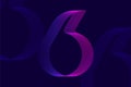 Futuristic numeric glitch efffect with line pattern number 6 six.