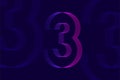 Futuristic numeric glitch efffect with line pattern number 3 three