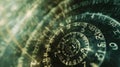 Futuristic Numerology Spiral Abstract. intersection of technology and mystical number theory.