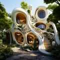 A Futuristic Oasis: Harmonizing Nature and Technology in the Forest Royalty Free Stock Photo