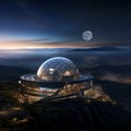 Futuristic Observatory Overlooking Otherworldly Landscape