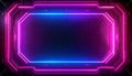 Futuristic Octagon Frame With Neon Pink And Blue Glow On Dark Textured Background Royalty Free Stock Photo