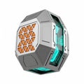 Futuristic Octagonal Device with Glowing Orange Triangles and Blue Interior Lights technology Royalty Free Stock Photo